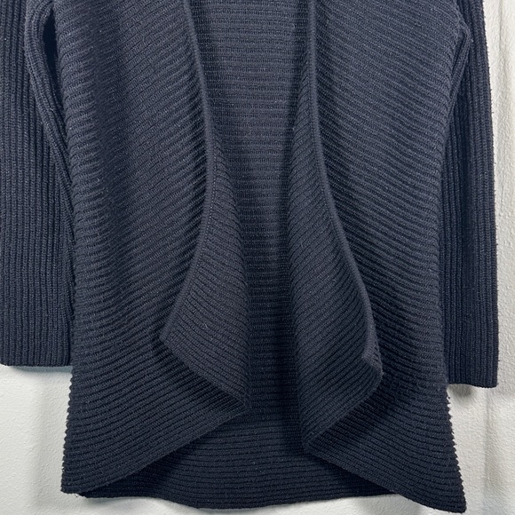 Lafayette 148 New York Ribbed Wool Blend Open Front Cardigan Women’s M Black - Picture 5 of 6
